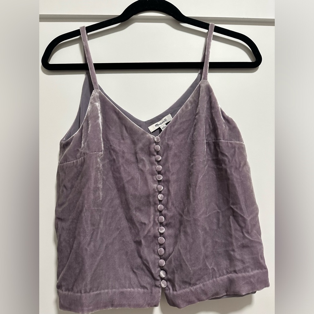 Madewell crushed purple velvet top